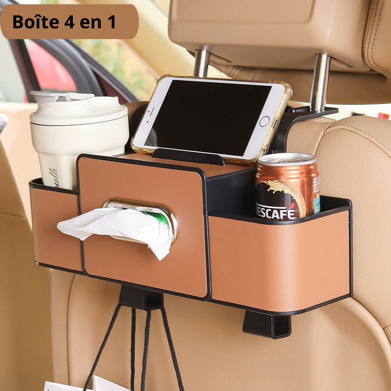 Boîte de rangement pour siège arrière de voiture 4 en 1