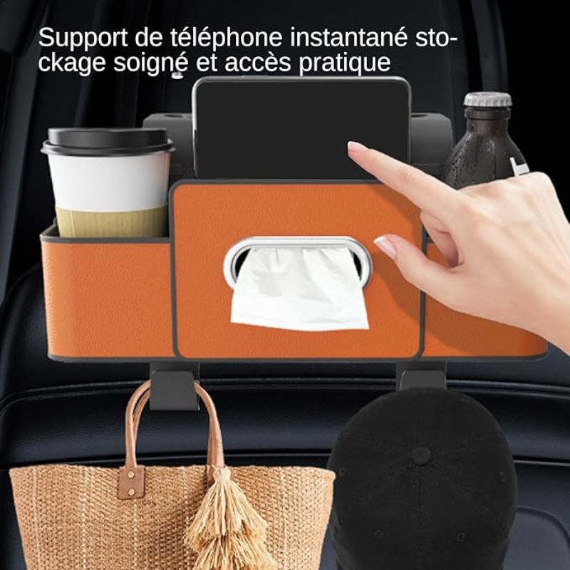 Boîte de rangement pour siège arrière de voiture 4 en 1