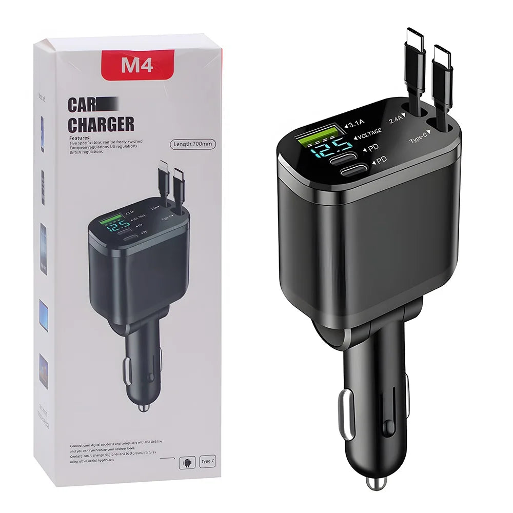 Chargeur voiture 5-en-1 rétractable