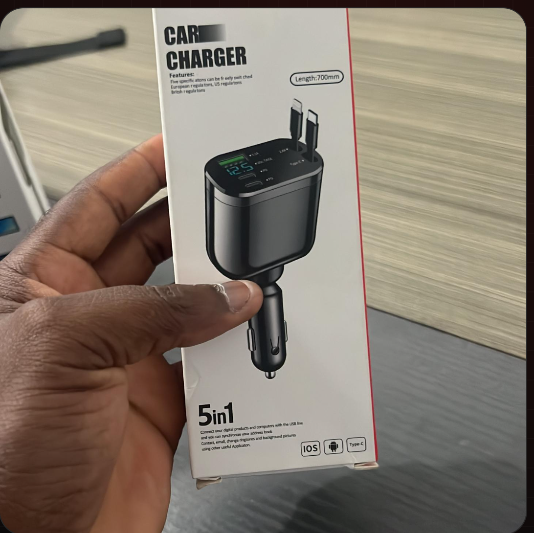 Chargeur voiture 5-en-1 rétractable