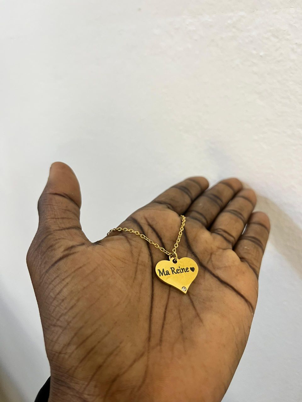 Collier Cœur Gravé "Ma Reine" - en or inoxydable