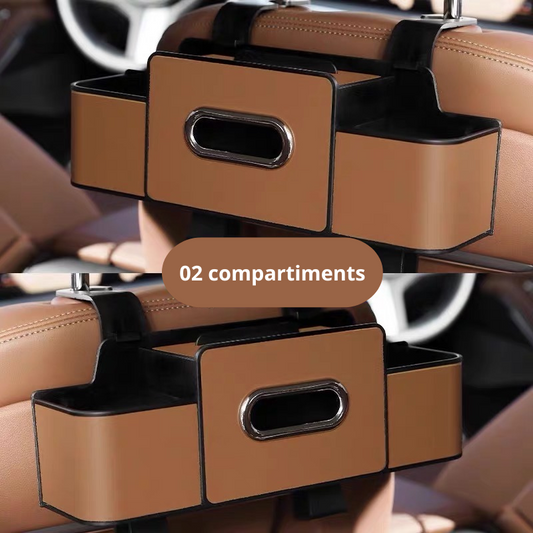 Boîte de rangement pour siège arrière de voiture 4 en 1