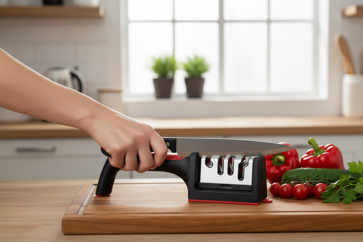 Lifestyle aiguiseur en cuisine