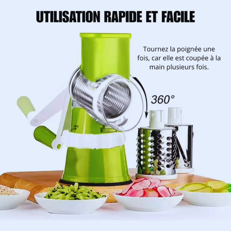 Râpe de Cuisine Multifonction - Tambour Rotatif 3 en 1
