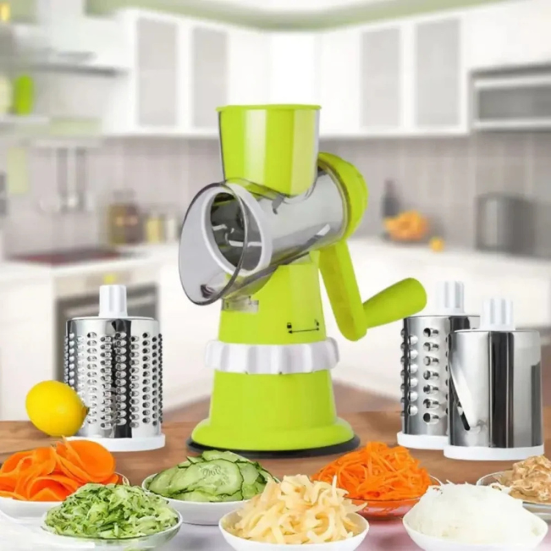 Râpe de Cuisine Multifonction - Tambour Rotatif 3 en 1